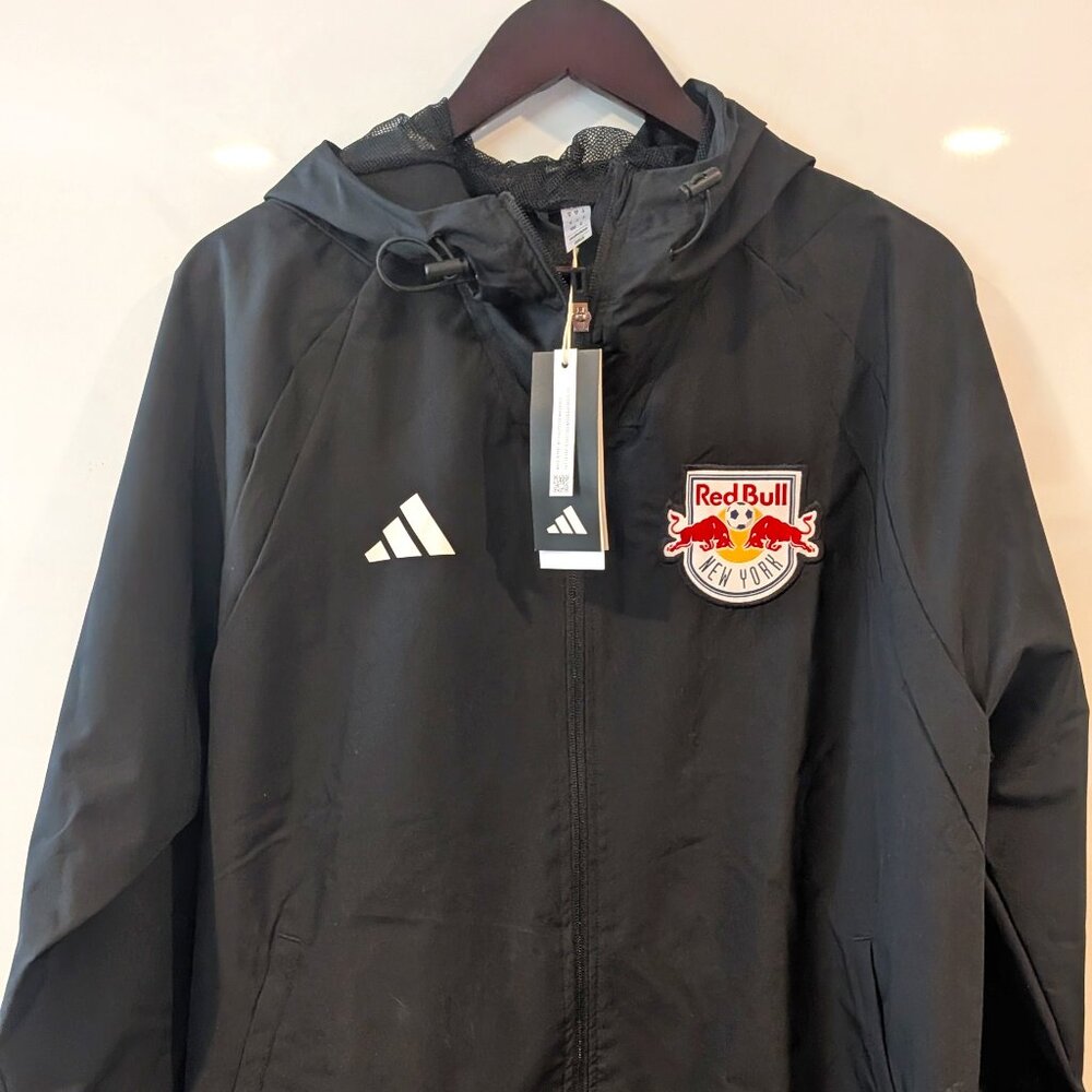 New York Red Bulls - Adidas Black Rain Coat - NWT - Size medium